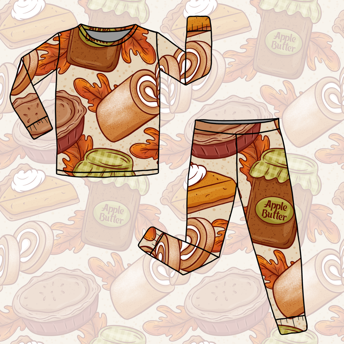 Fall Bake Shop Long Sleeve Pajamas