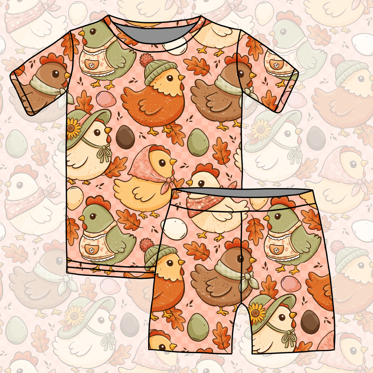 Cozy Cluck Short Sleeve Pajamas