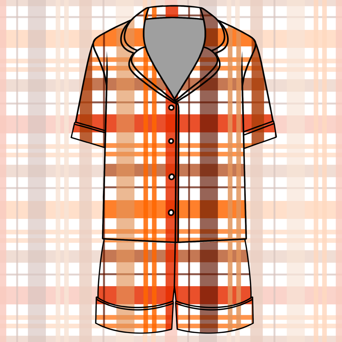 Pumpkin Patch Plaid Button Down Pajamas