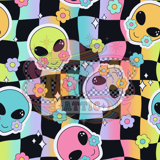 Checkered Alien Bamboo Loungewear - Stardust Attic