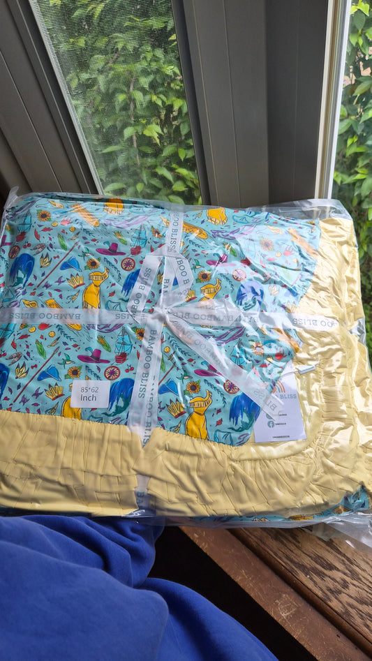 BRAND NEW Bamboo Bliss 85x62 Inch Pocahontas Inspired Ruffle Blanket