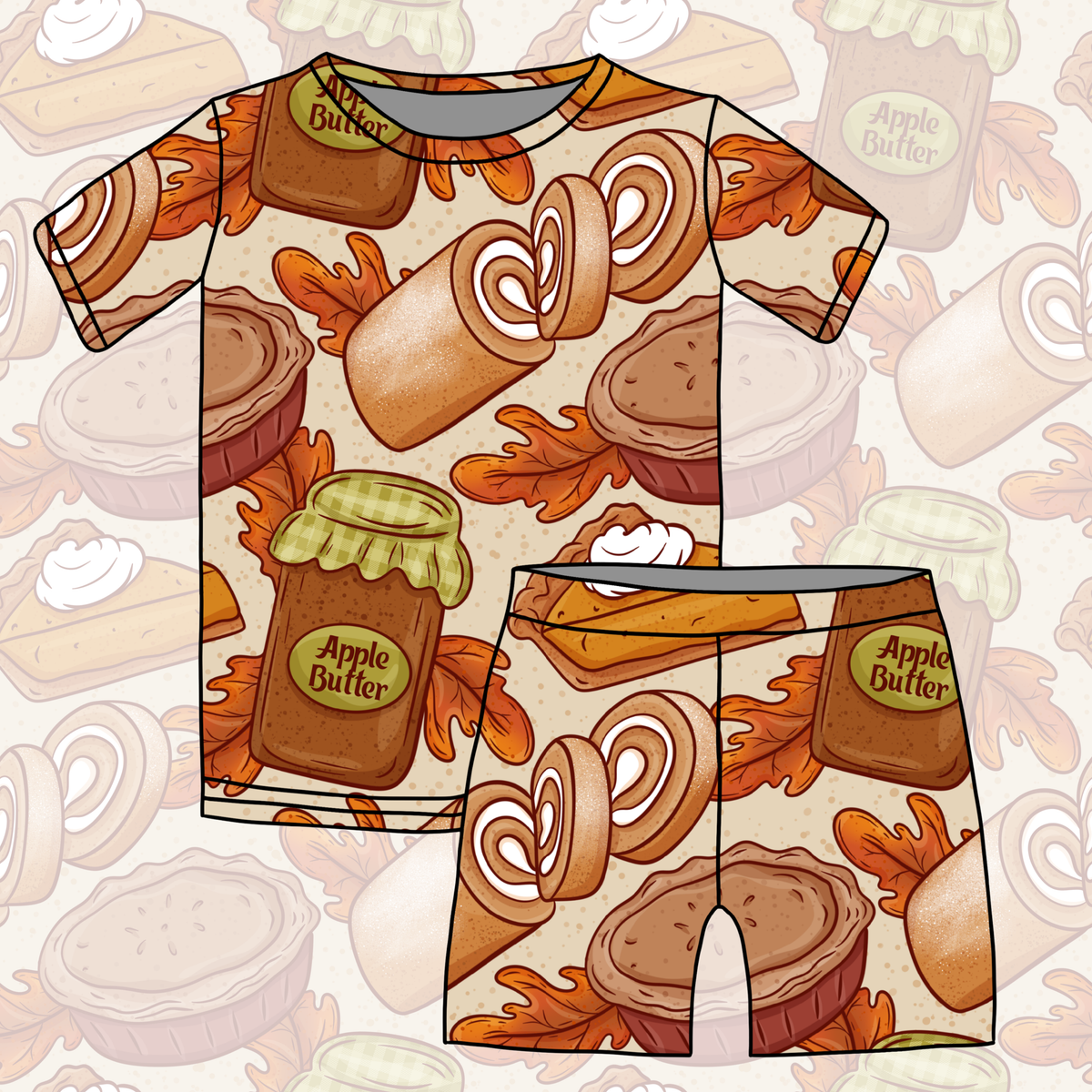Fall Bake Shop Short Sleeve Pajamas