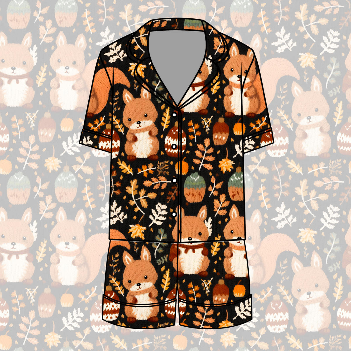 Acorn Season Button Down Pajamas