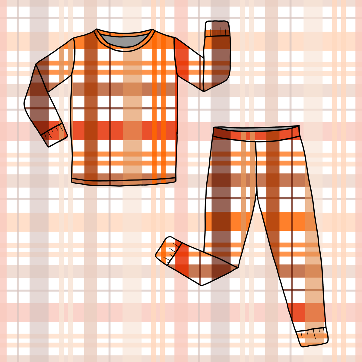 Pumpkin Patch Plaid Long Sleeve Pajamas
