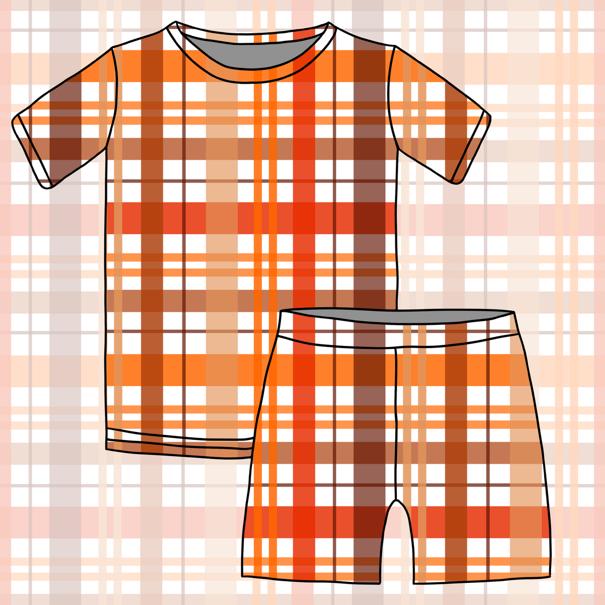 Pumpkin Patch Plaid Short Sleeve Pajamas