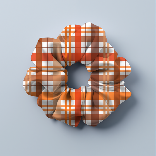 Pumpkin Patch Plaid Bamboo Scrunchie